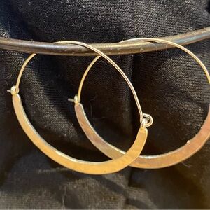 Silver hammered hoops, 1.5 inches.